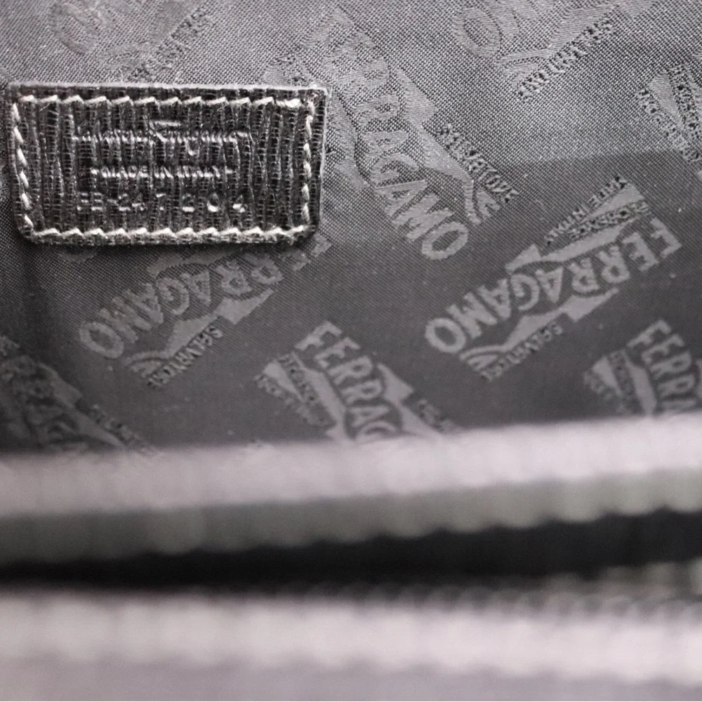 Salvatore Ferragamo black pebble calf Leather Briefcase